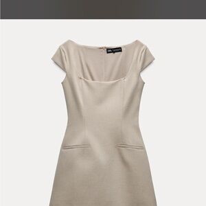 Beige Cap Sleeve Dress